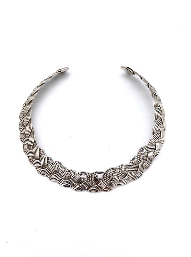 Artisan Sterling Silver Braided Woven Wire Sterling Silver high quality Choker Necklace