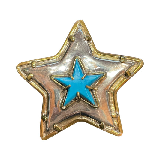 Pat Arieas Five-Point Star Sterling Sivler Buckle with Turquoise M498