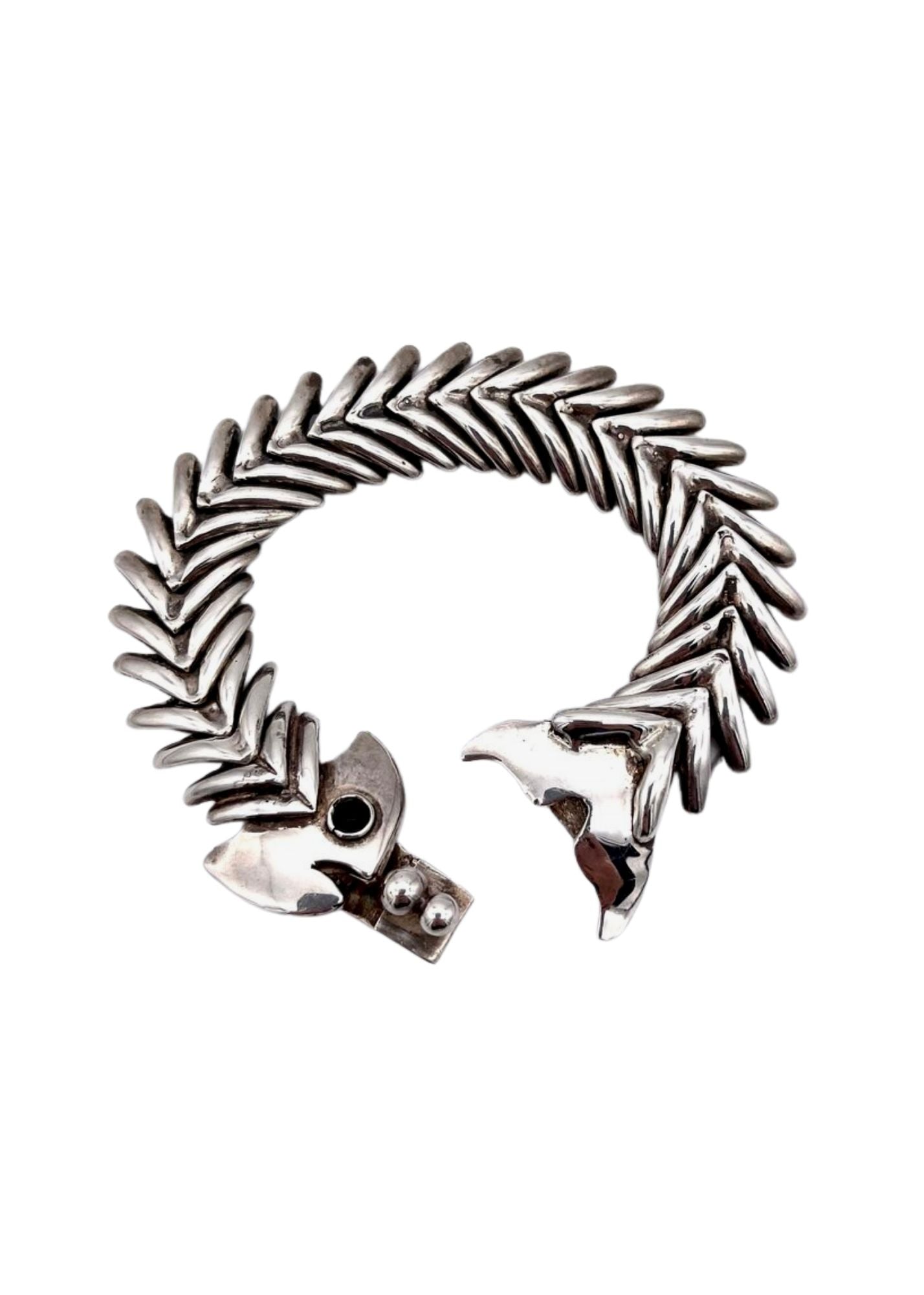 Vintage Silver Fish Bone Bracelet 925-